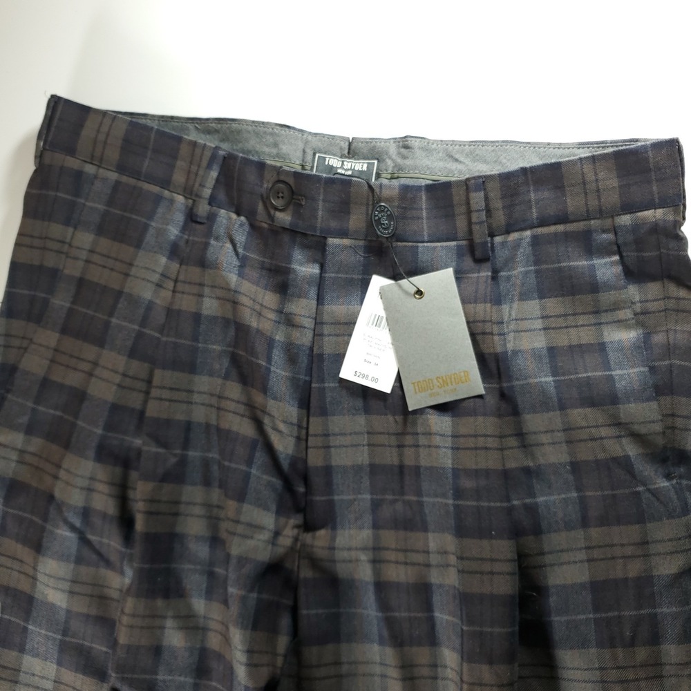New Todd Snyder 34 Subalpino Madison Trouser Pants Brown Plaid Virgin Wool